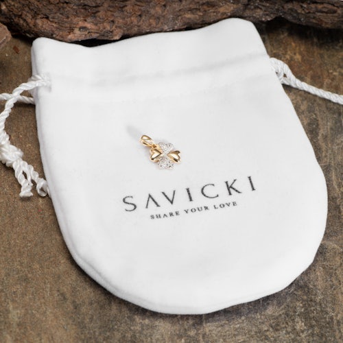 Zawieszka koniczynka Savicki: złota, diamenty